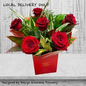 Luxury 6 Secret Kisses Red Explorer Rose Hand tied